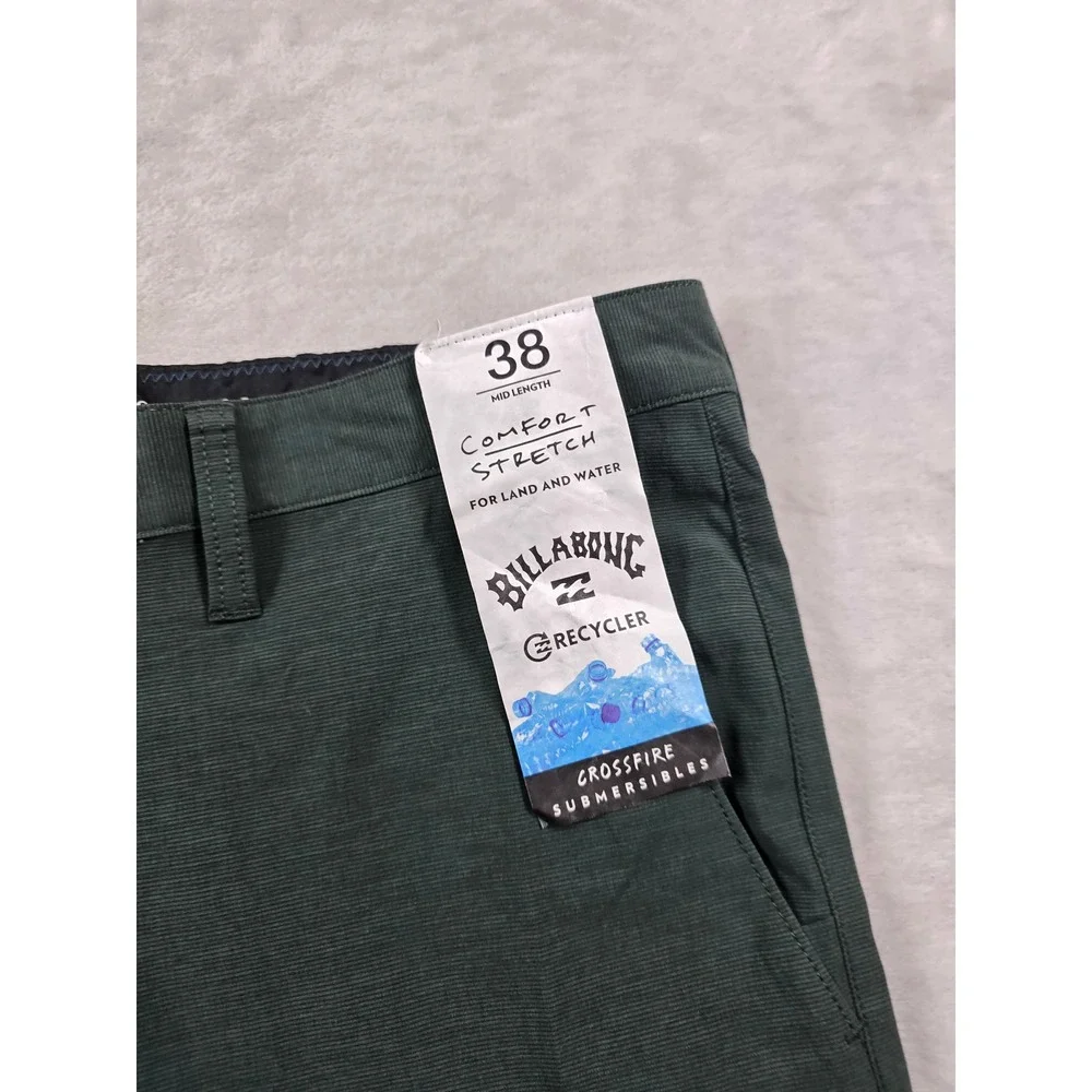 Billabong Hybrid Shorts Men 38 Green Stretch Crossfire Submersible Walkshort NEW